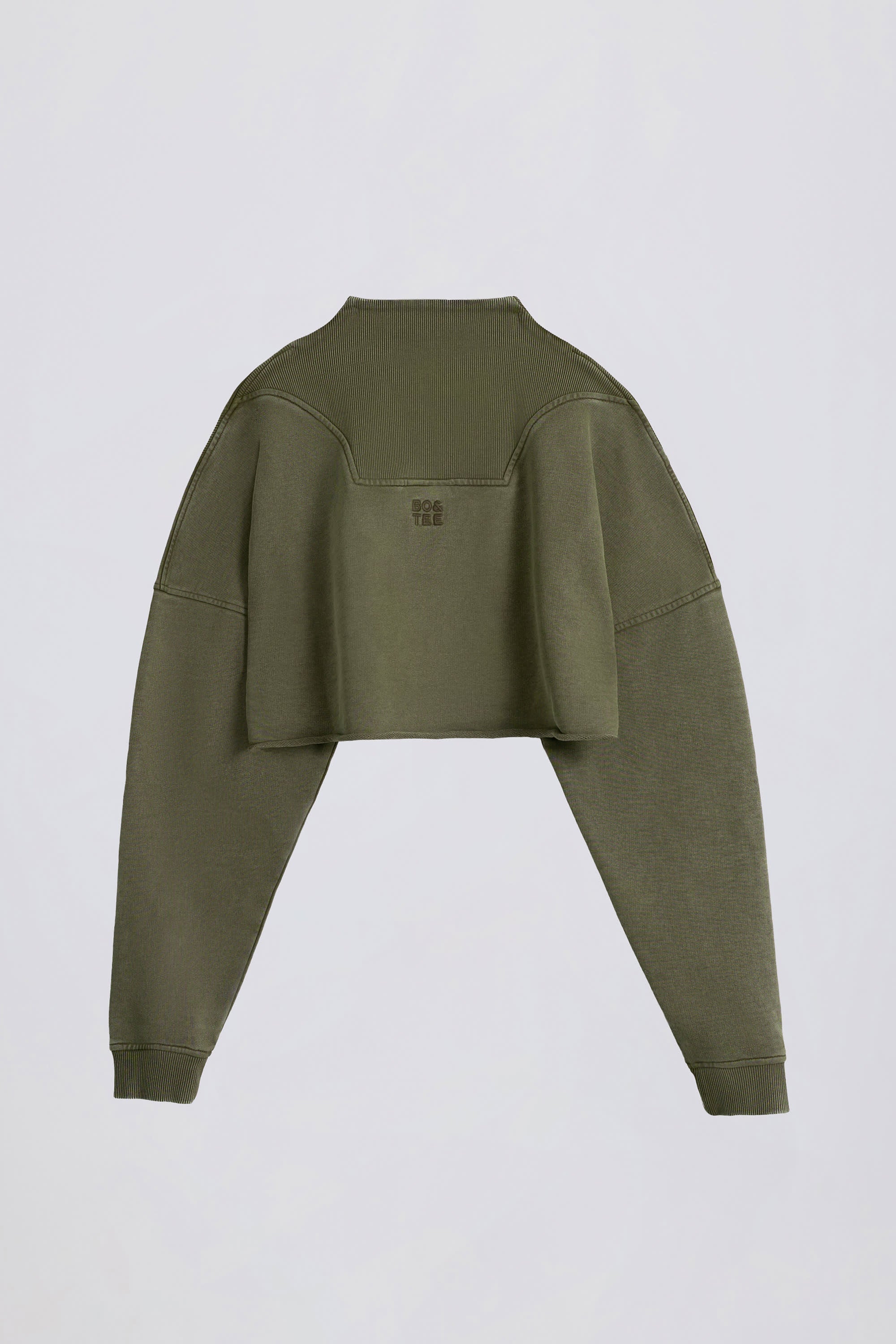 Acid Wash Cropped Sweatshirt in Light Green