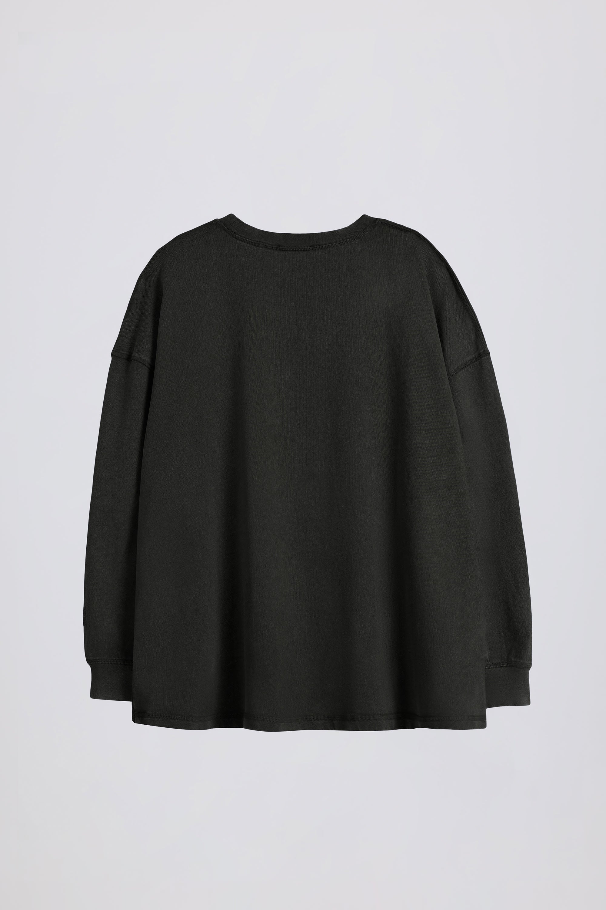 Acid Wash Long-Sleeve Oversized T-Shirt in Ash