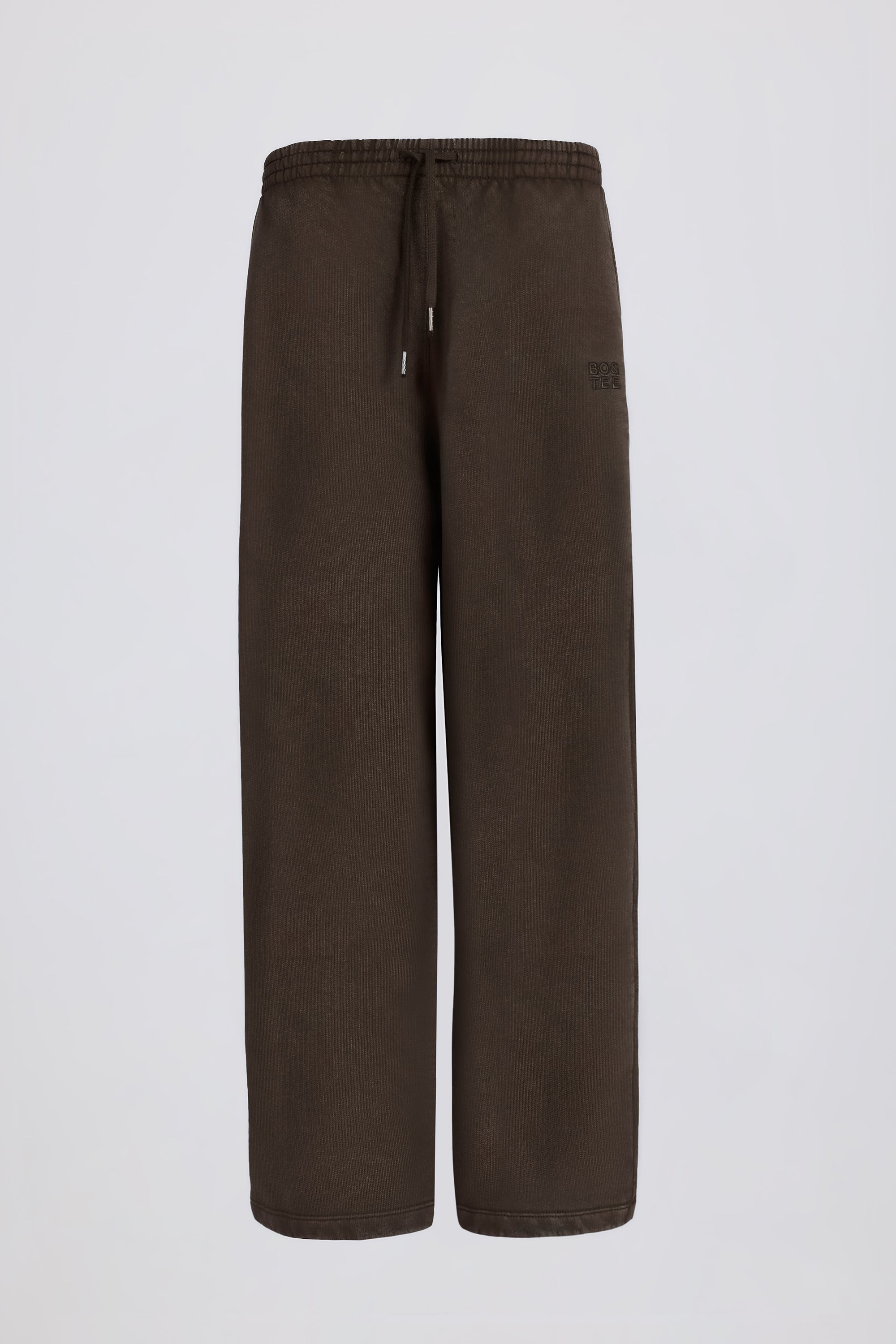 Acid Wash Wide-Leg Joggers in Brown